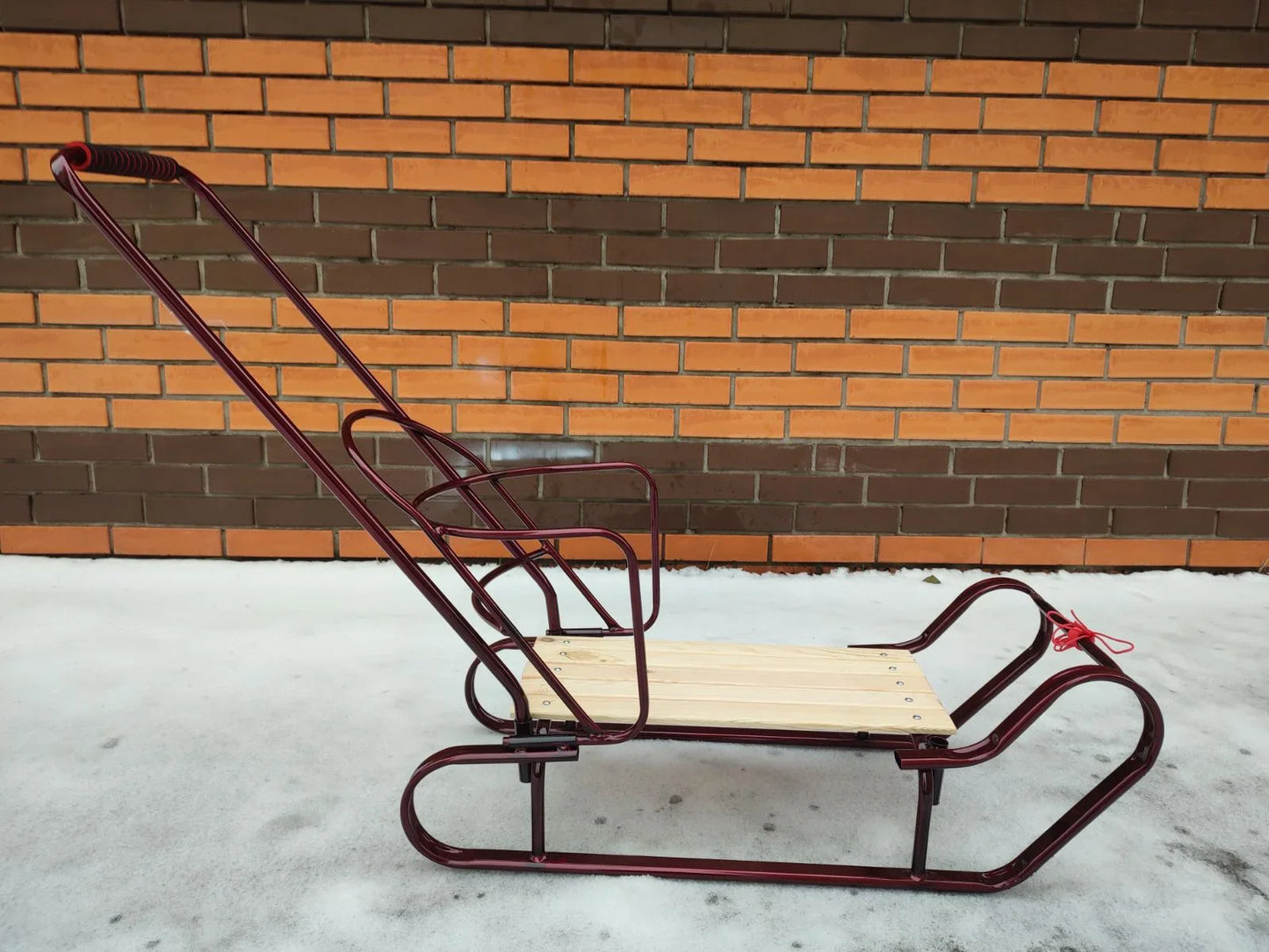 Дитячі санки Королівські люкс з ручкою-штовхачем бордо - изображение 5