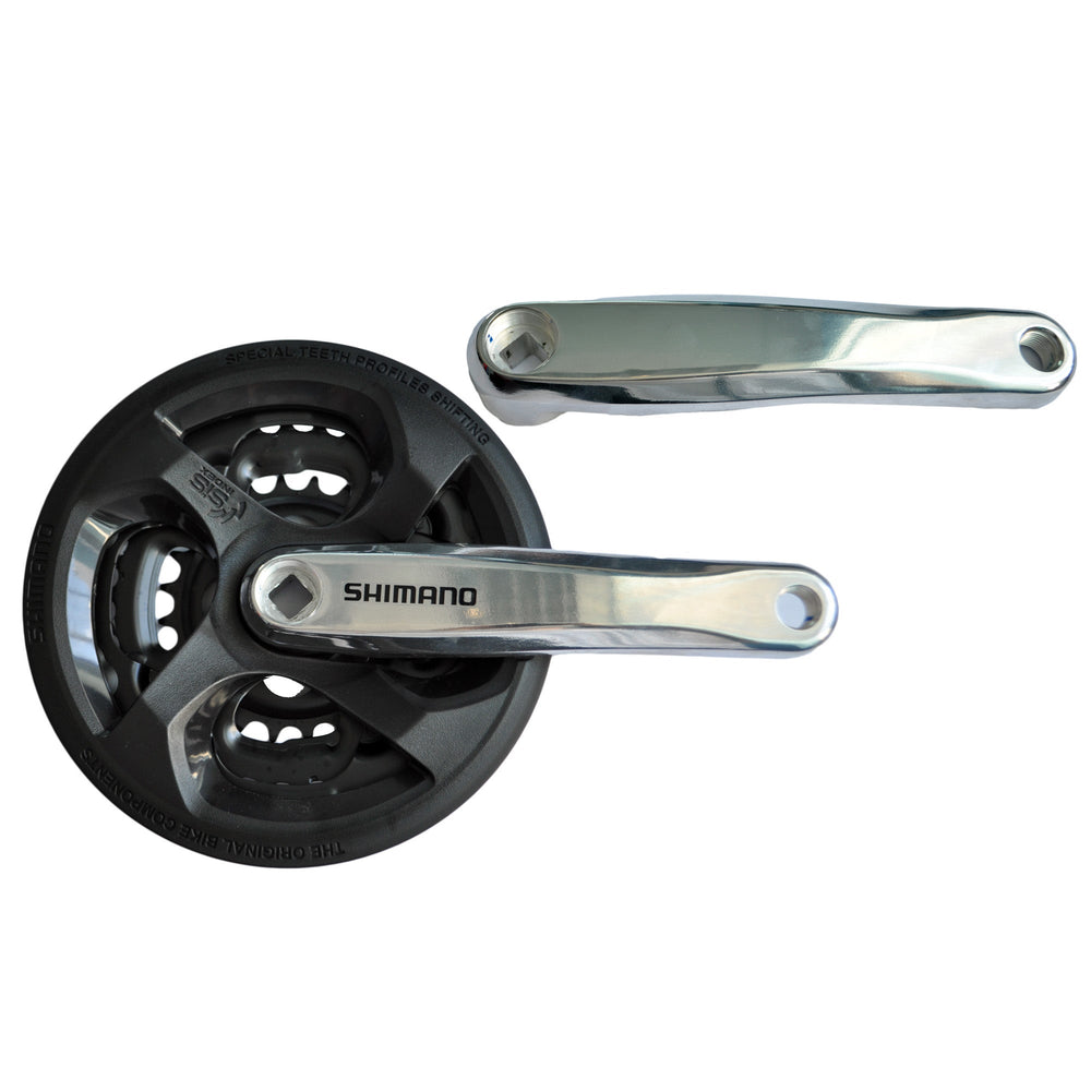 Korba Shimano FC-TY501, 165 mm, 42 x 34 x 24 zęby, z czarną osłoną.