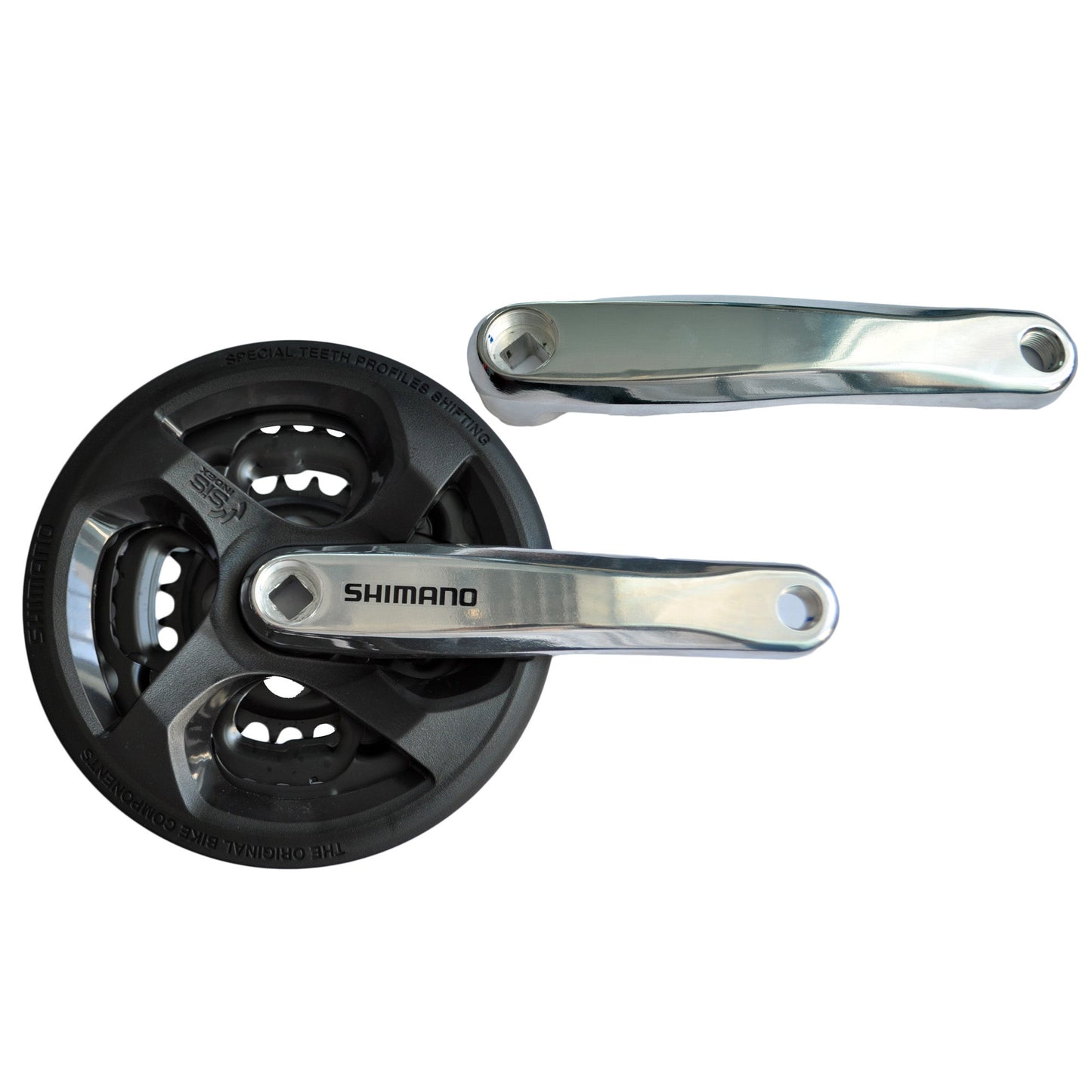 Korba Shimano FC-TY501, 165 mm, 42 x 34 x 24 zęby, z czarną osłoną.