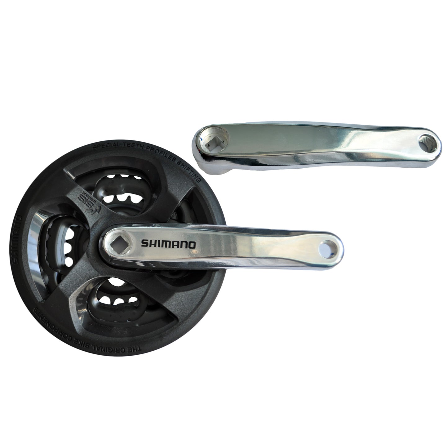 Korba Shimano FC-TY501, 165 mm, 42 x 34 x 24 zęby, z czarną osłoną.
