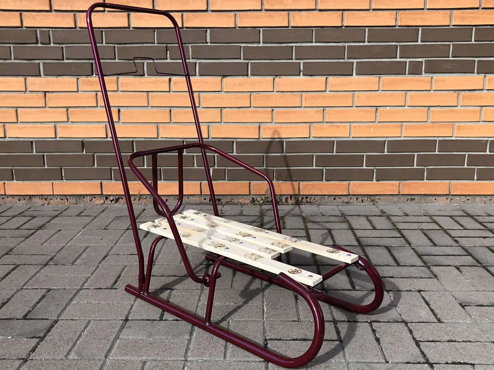 Дитячі санки Сніжинка з ручкою-штовхачем