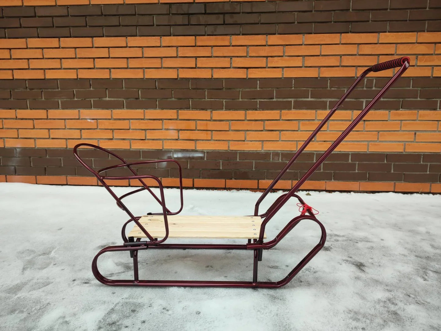 Дитячі санки Королівські люкс з ручкою-штовхачем бордо - изображение 3