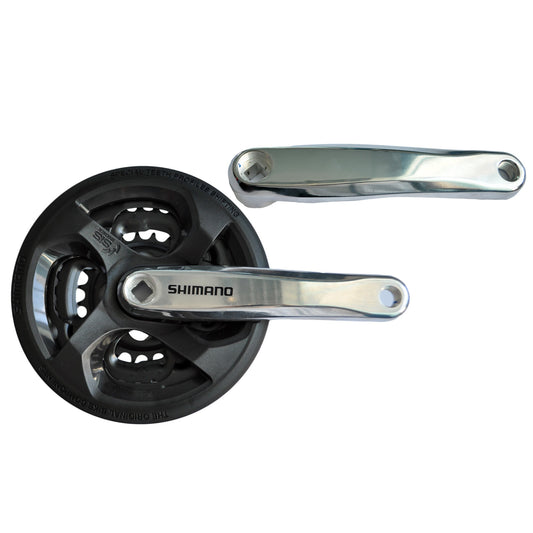 Korba Shimano FC-TY501, 165 mm, 42 x 34 x 24 zęby, z czarną osłoną.