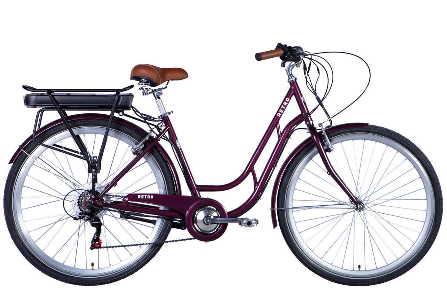 Велосипед уцінений з електроприводом 28" ST Dorozhnik eRETRO Vbr FR рама-19" 36B 13А*г 500Вт малиновий 2026