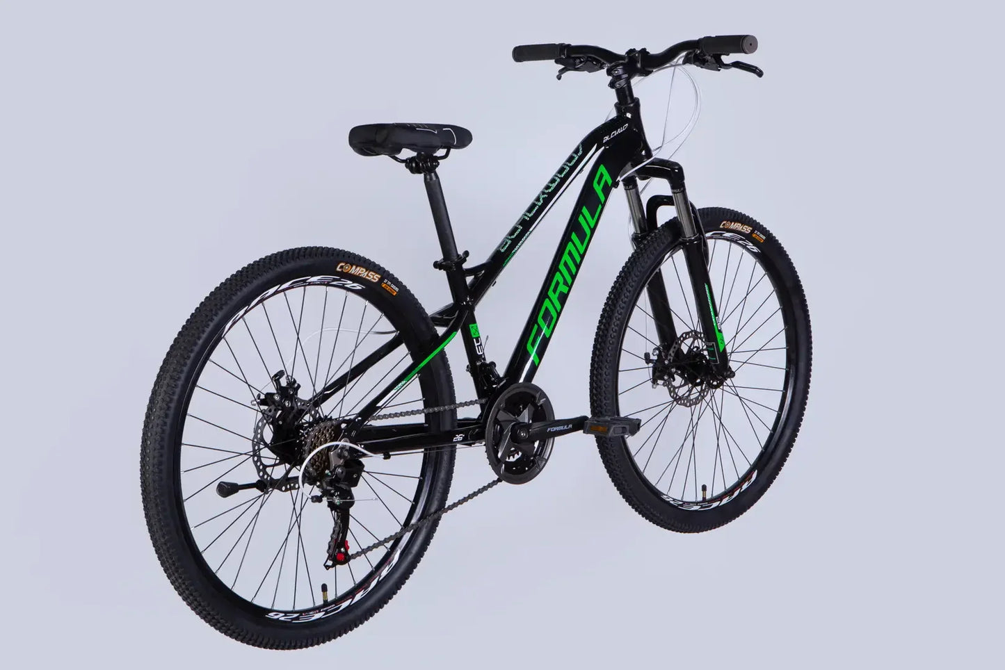 Велосипед AL 26" Formula BLACKWOOD DD FR рама-13" чорний з зеленим 2026