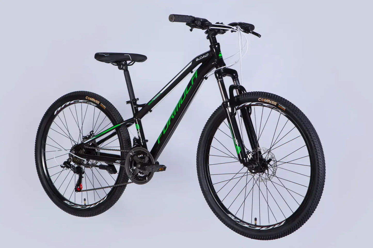 Велосипед AL 26" Formula BLACKWOOD DD FR рама-13" чорний з зеленим 2026